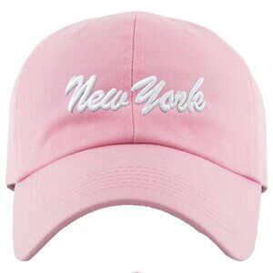 NY Embroidered Pink Baseball Cap